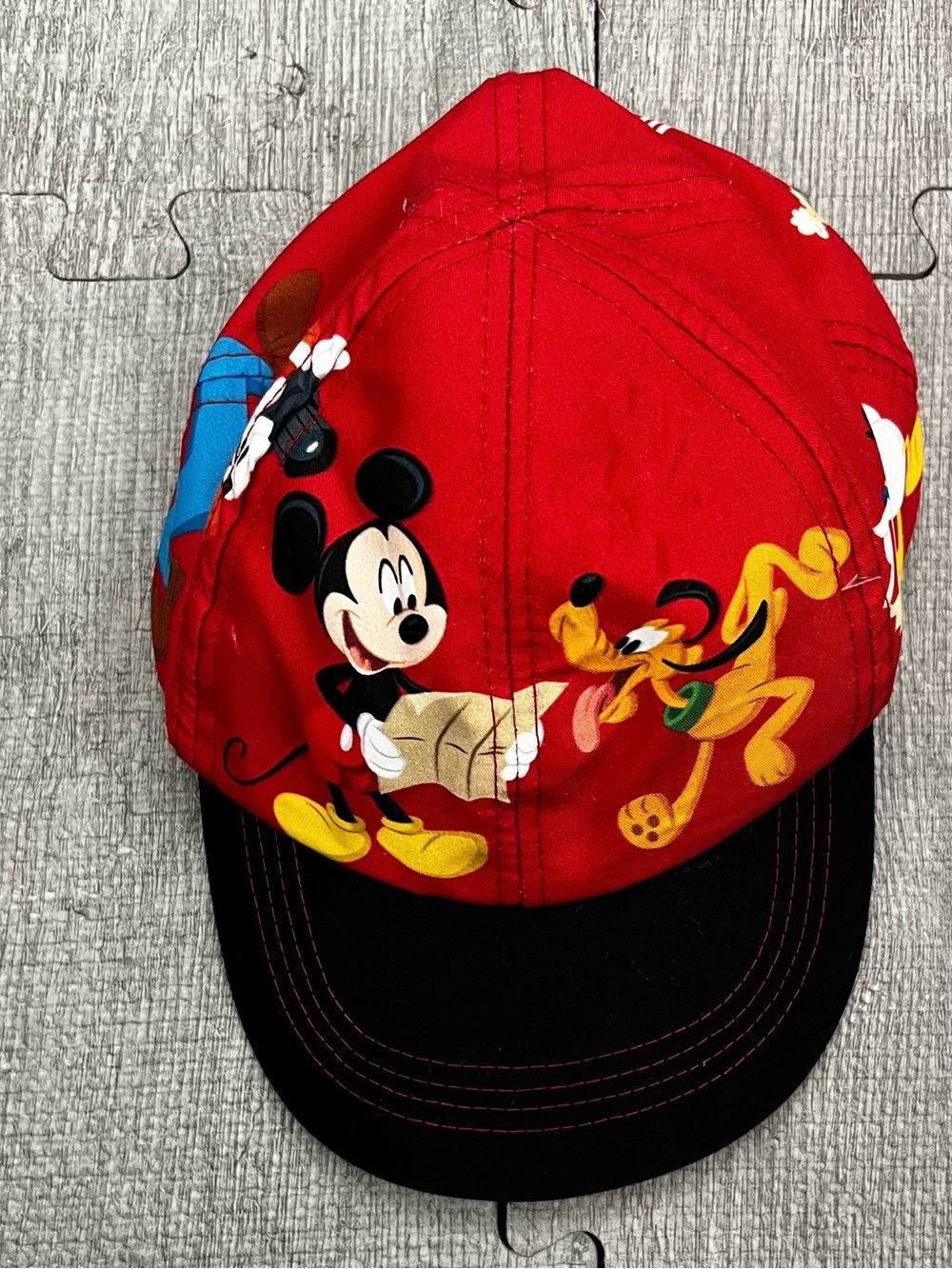Disney Parks Walt Disney World Mickey Mouse & Pluto Red/Black Toddler Cap Hat